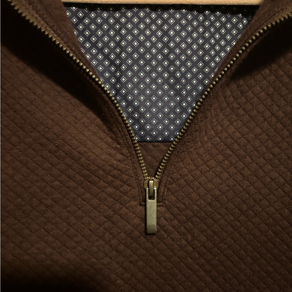 TOSCANO Maroon Quilted Men’s Quarter Zip Pullover EUC - Picture 3 of 5